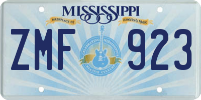 MS license plate ZMF923