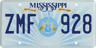 MS license plate ZMF928