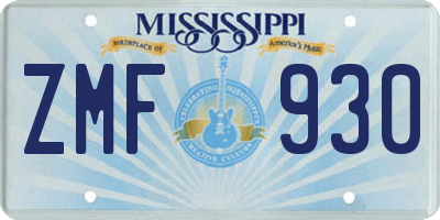 MS license plate ZMF930