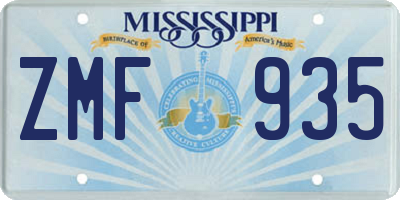 MS license plate ZMF935