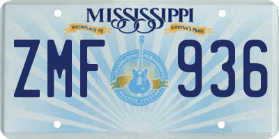 MS license plate ZMF936