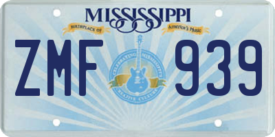 MS license plate ZMF939
