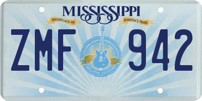 MS license plate ZMF942