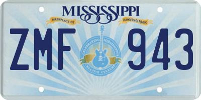 MS license plate ZMF943
