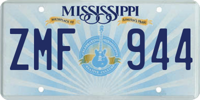 MS license plate ZMF944