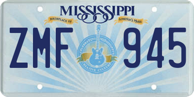 MS license plate ZMF945