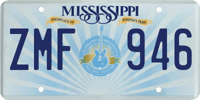 MS license plate ZMF946