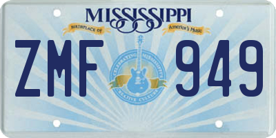 MS license plate ZMF949