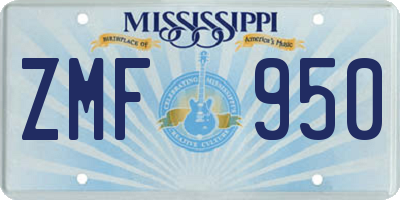 MS license plate ZMF950