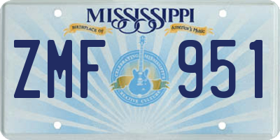 MS license plate ZMF951