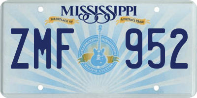MS license plate ZMF952