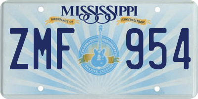 MS license plate ZMF954
