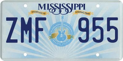 MS license plate ZMF955