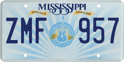 MS license plate ZMF957