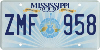 MS license plate ZMF958