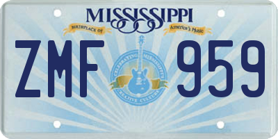 MS license plate ZMF959