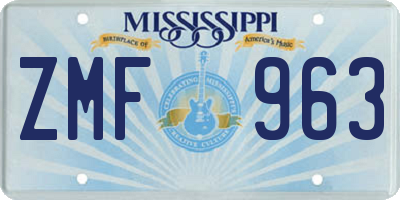 MS license plate ZMF963
