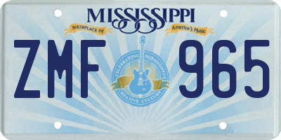 MS license plate ZMF965