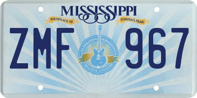 MS license plate ZMF967