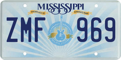 MS license plate ZMF969
