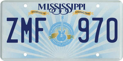 MS license plate ZMF970