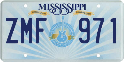 MS license plate ZMF971