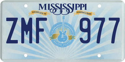MS license plate ZMF977