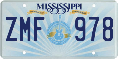 MS license plate ZMF978