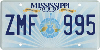 MS license plate ZMF995