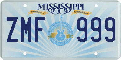 MS license plate ZMF999