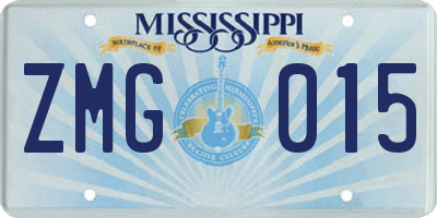 MS license plate ZMG015