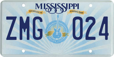 MS license plate ZMG024