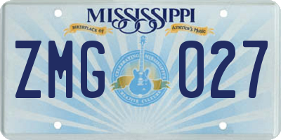 MS license plate ZMG027