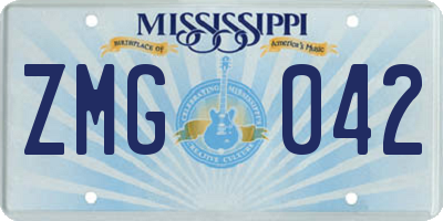 MS license plate ZMG042
