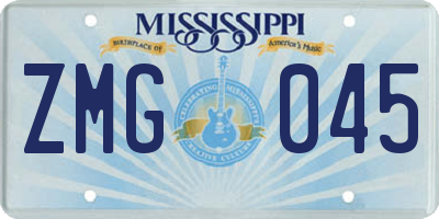 MS license plate ZMG045