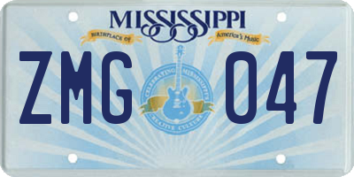 MS license plate ZMG047