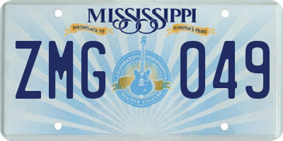 MS license plate ZMG049