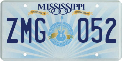 MS license plate ZMG052