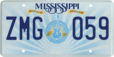MS license plate ZMG059