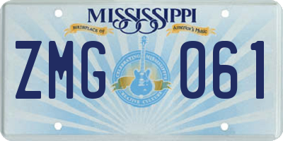 MS license plate ZMG061