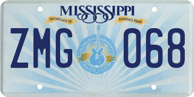 MS license plate ZMG068