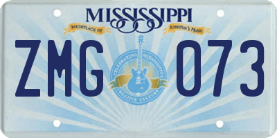 MS license plate ZMG073