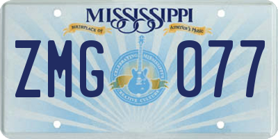 MS license plate ZMG077