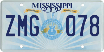 MS license plate ZMG078