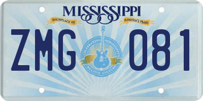 MS license plate ZMG081