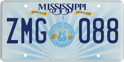 MS license plate ZMG088