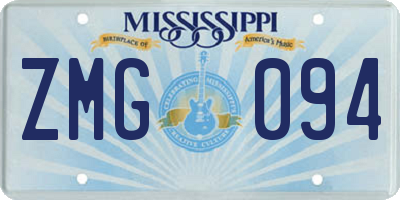 MS license plate ZMG094