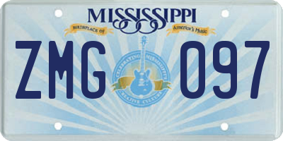 MS license plate ZMG097