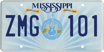 MS license plate ZMG101