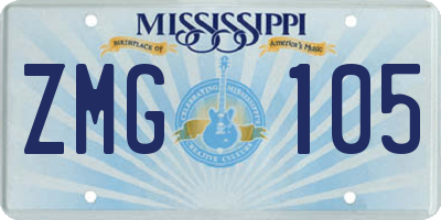 MS license plate ZMG105